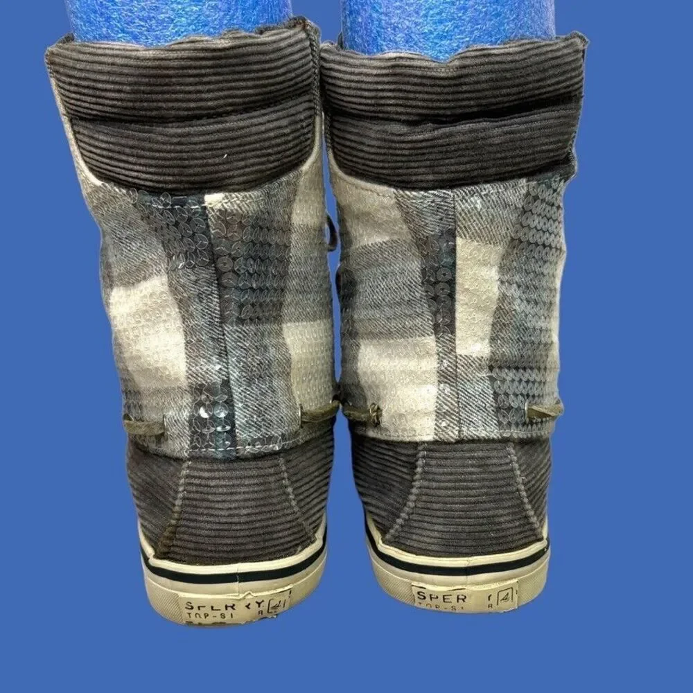 SPERRY TOP-SIDER Acklins Sequin Charcoal Corduroy Ankle Shoes‎ Boot Womens 7M